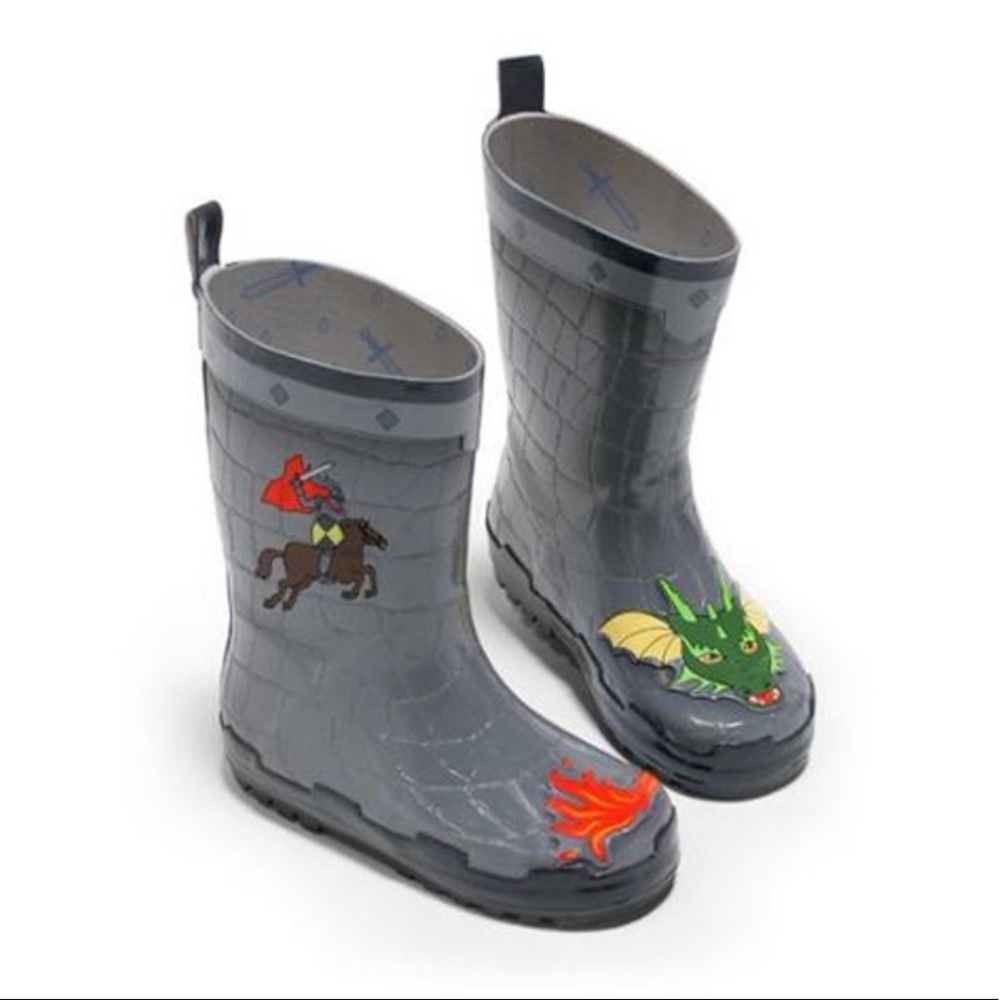 LIKE NEW🎈KIDORABLE dragon/knight rain boots SZ 10